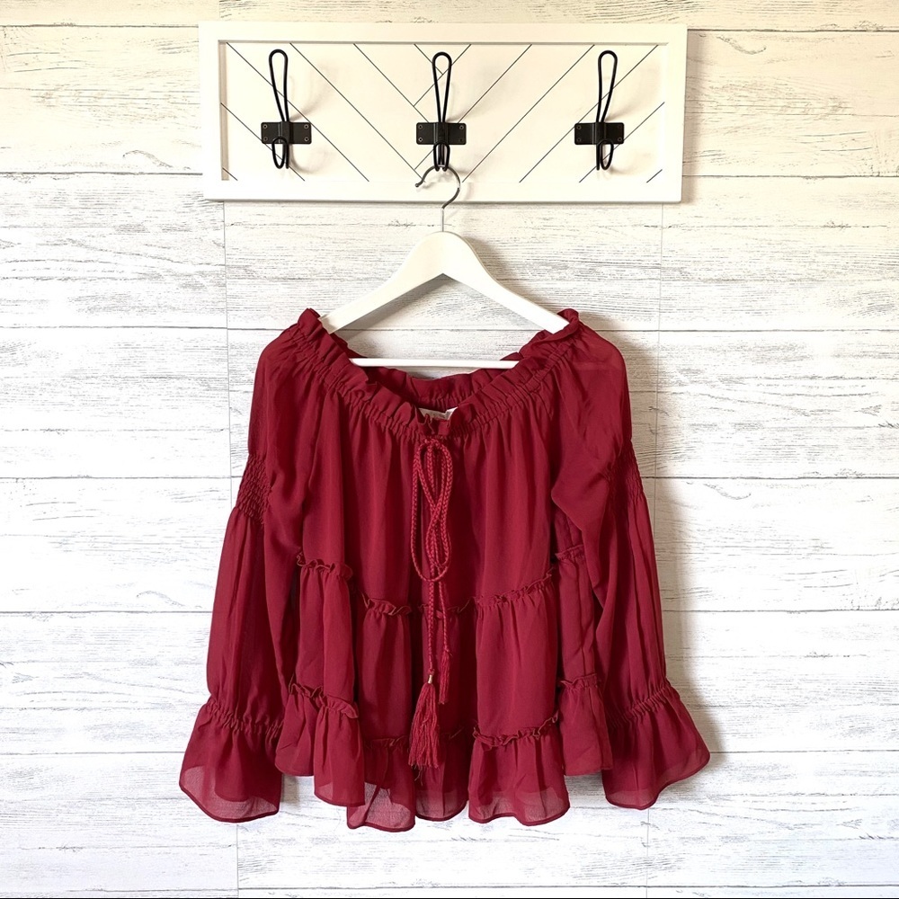 Sun & Shadow Off The Shoulder Blouse Pink Sz Small
